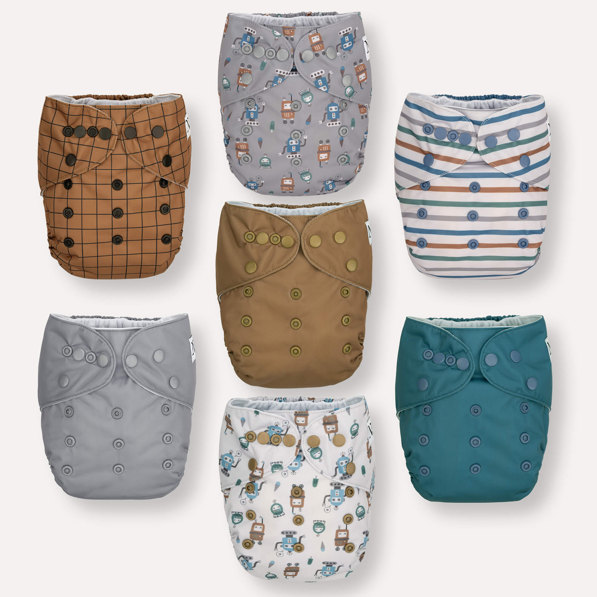 Geared Up 7 Reusable Cloth Diapers & 1 Wet Bag – Noras Nursery