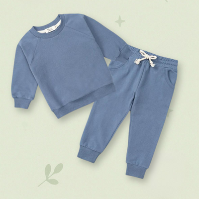 baby jogger outfit Blue Baby & Toddler Cotton Jogger Set: Comfort and Style – Nora's Nursery