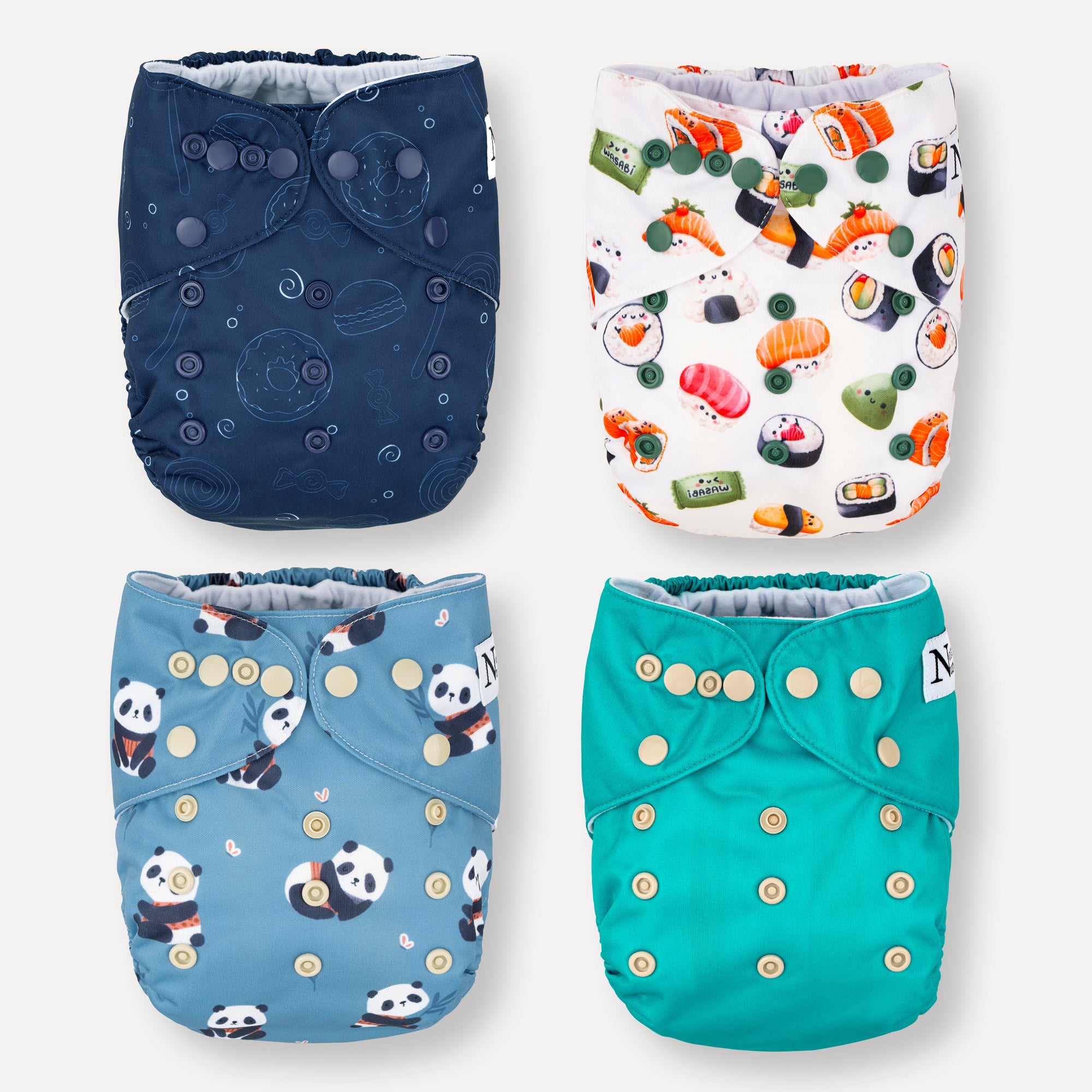 Nora's Nursery Cloth Diapers 7 Pack with Inserts & Wet Bag