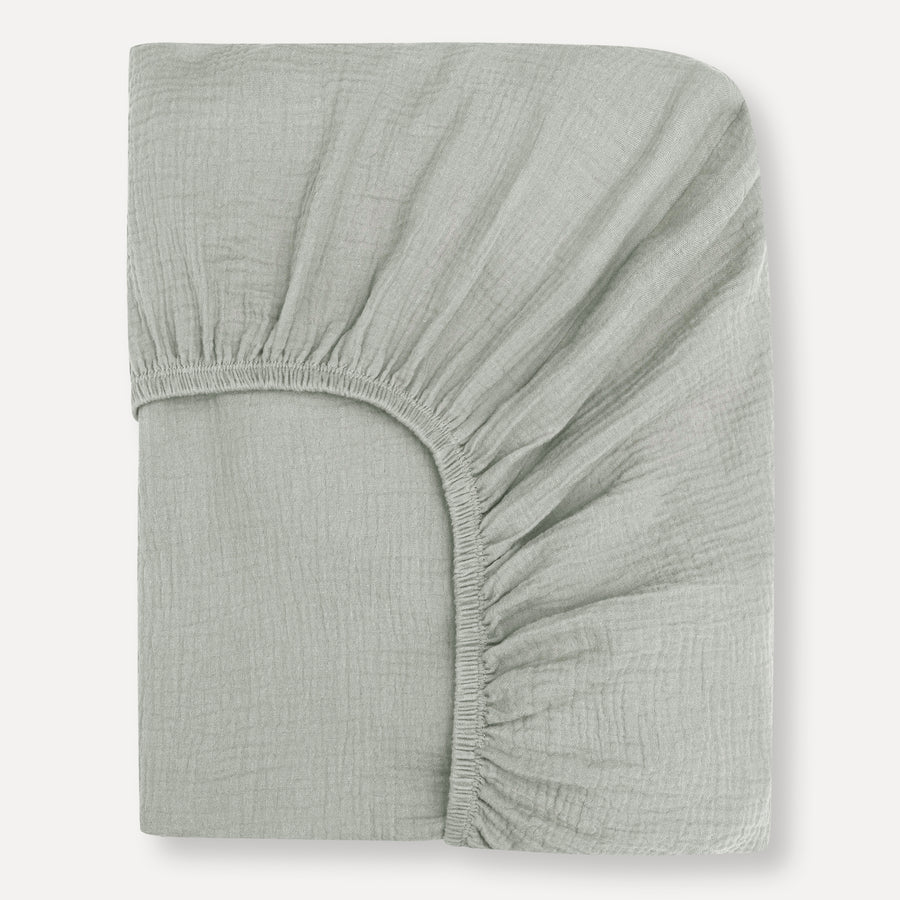 Stone Organic Muslin Cotton Crib Sheet