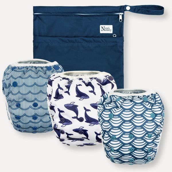 Big Splash Reusable Swim Diapers 3 Pack with Wet Bag