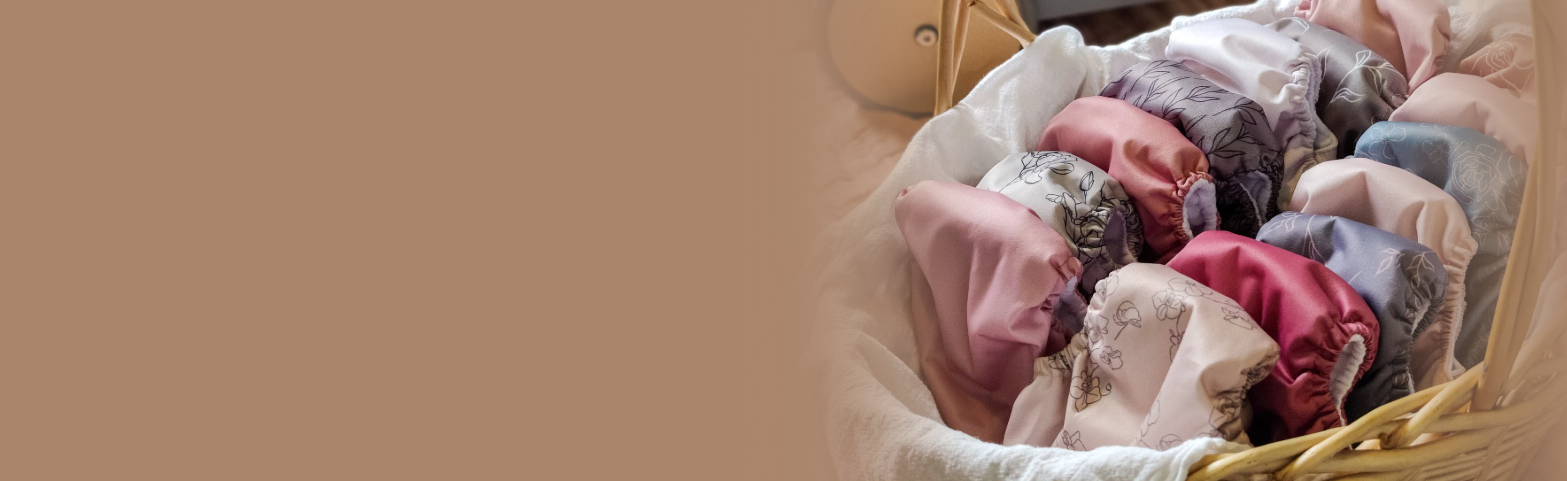 Basket of newborn cloth diapers