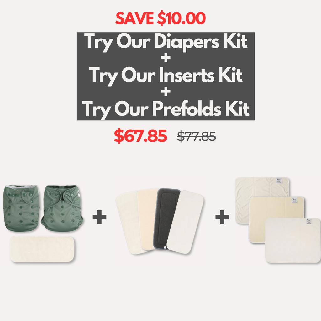 Diaper Trial Kit PLUS Insert Kit & Prefold Kit – Nora's Nursery