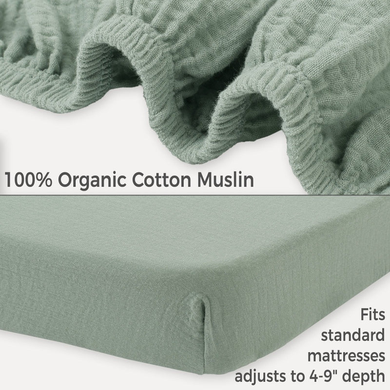 Sage Organic Muslin Cotton Crib Sheet